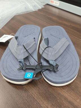George Size 8 Grey and White Foam Thong Style Flip Flop Sandal
